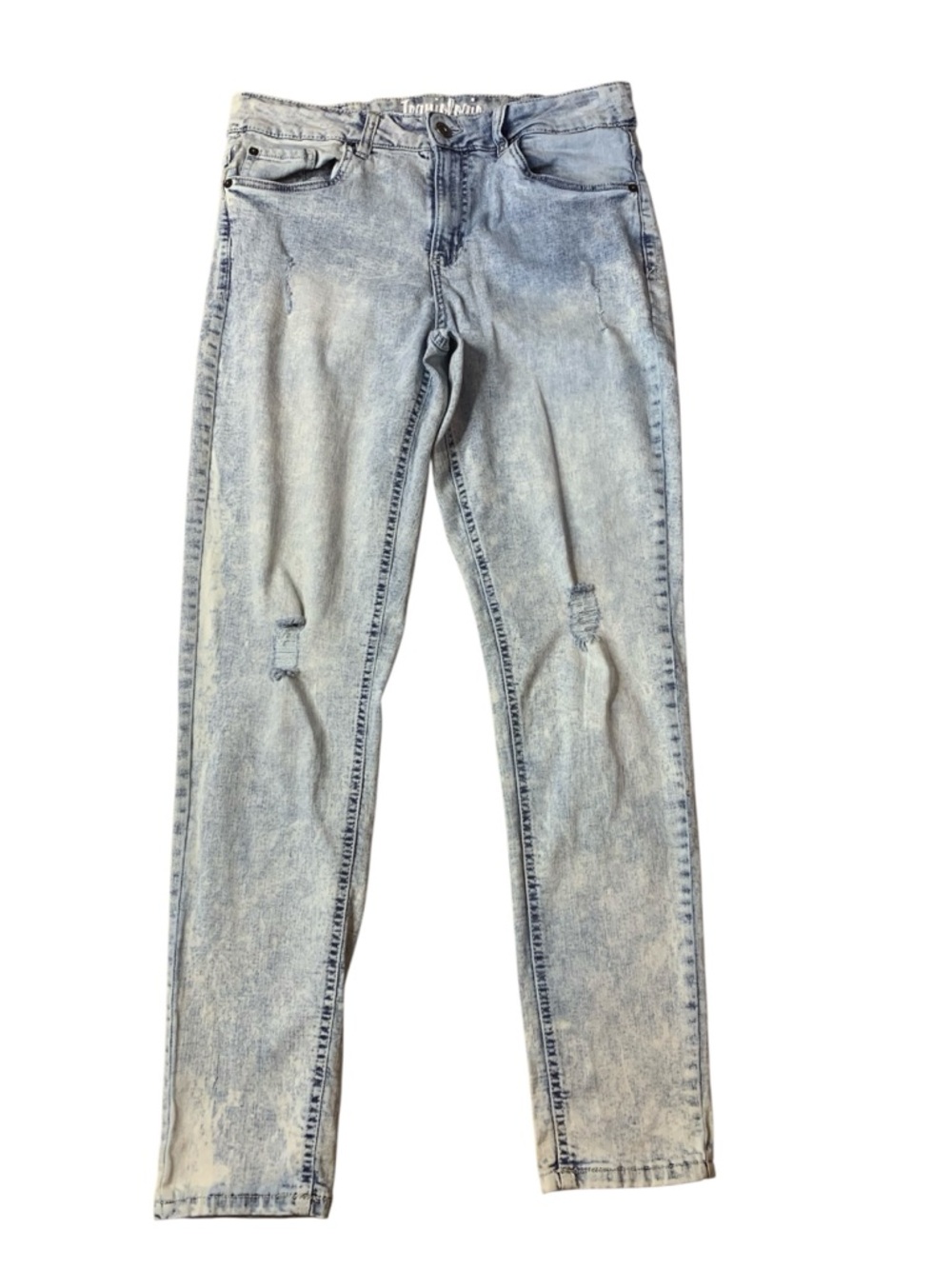 Jeaniologie Mid-Rise Skinny Jeans | Acid Wash Distressed Denim | Size 10